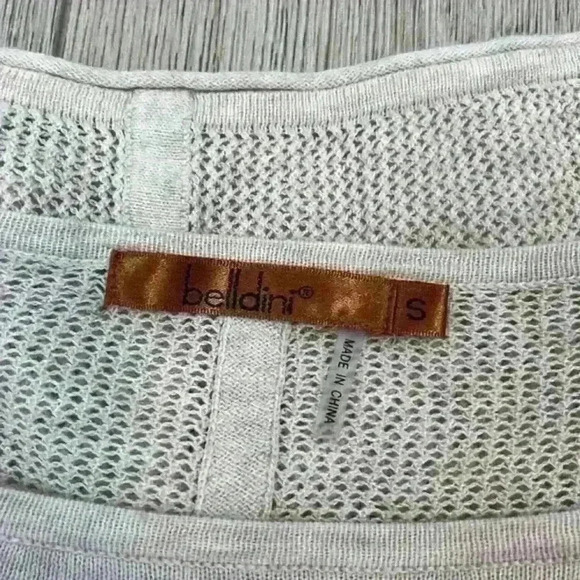 Belldini Cream Long Sleeve Top with Mesh Back Size S - Picture 5 of 11